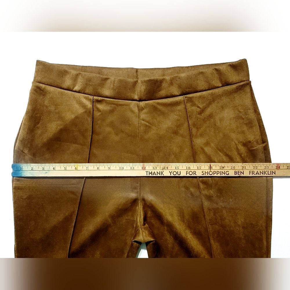 Matty M Women's XXL High Rise Bootcut Faux Suede Stretch Pants Spice Brown NWT - Picture 11 of 13
